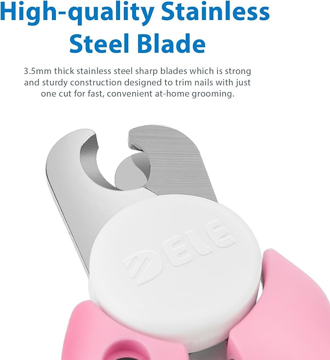 Flexzion Dog Cat Nail Clipper and Trimmer, Pet Toe Claw Scissor Grooming Tool with Stainless Steel Blades File Easy Grip Handle Safety Guard Avoid Overcutting for Small Medium Large Breed Puppy, Pink-PurrikoPets