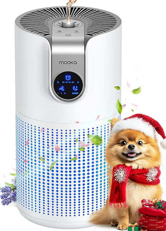 Air Purifiers for Home Large Room Up to 1500ft² with Aromatherapy, MOOKA HEPA Air Purifier for Bedroom Pets Kitchen, Air Filter Cleaner for Wildfire Smoke Pollen Dust Dander Odor, 15dB, M03-PurrikoPets