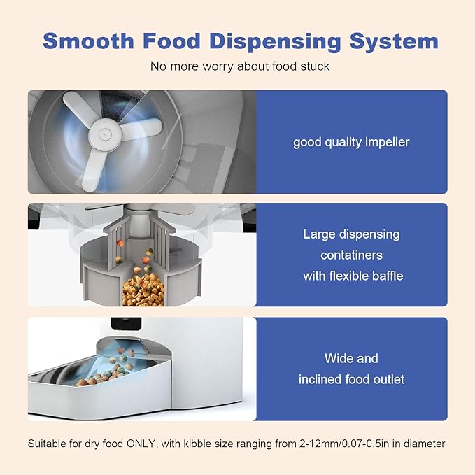 2.4G WiFi Automatic Cat Feeder, 4L Food Dispenser with 10s Voice Recorder, Pet Feeder up to 10 Meals per Day, Timed Cat Feeder with Dry Food Sealed Ring (White, 4L-WiFi)-PurrikoPets