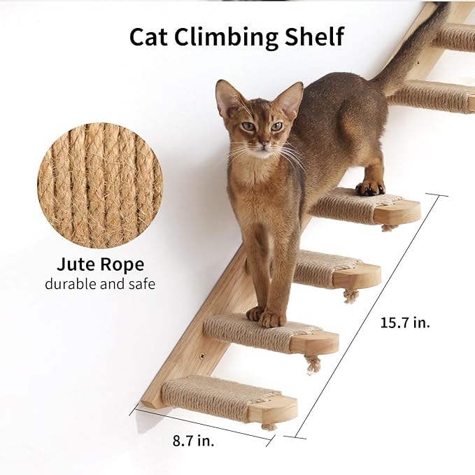 FUKUMARU Cat Wall Furniture, 3 Pack Cats Walls Shelves Set, Solid Rubber Wood Kitten Shelf for Sleeping, Playing, Climbing and Lounging-PurrikoPets