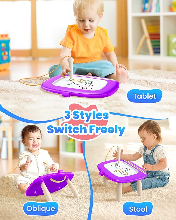 Doodle Board for Toddler Toys Age 1-2, Magnetic Writing Board, Preschool Learning and Educational Toys for 1 2 3 Years Old Girl Boy Gift for Birthday -Purple-PurrikoPets