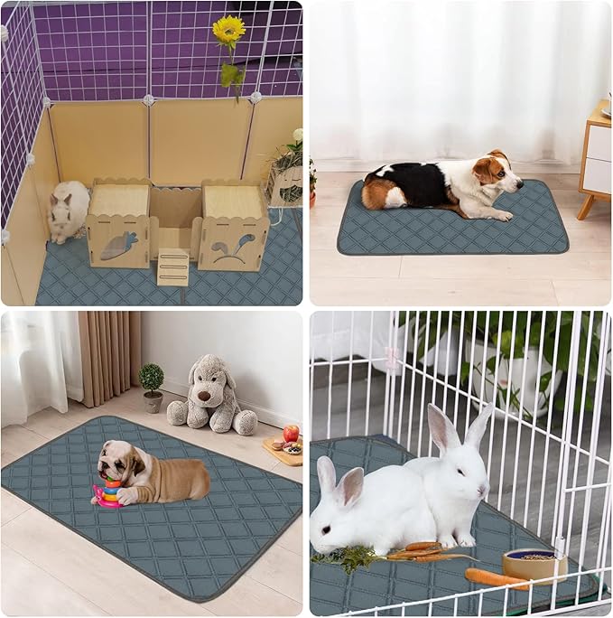 2 Pack Guinea Pig Cage Liners Washable Guinea Pig Bedding Super Absorbent | Waterproof | Non Slip| Reusable Guinea Pig Pee Pads for Small Animals Cages Rabbit Hamster Rat - 48" x 24"-PurrikoPets