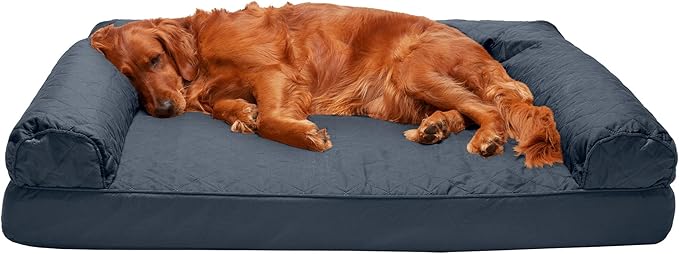 Furhaven Orthopedic Dog Bed for Large Dogs w/ Removable Bolsters & Washable Cover, For Dogs Up to 95 lbs - Quilted Sofa - Iron Gray, Jumbo/XL-PurrikoPets