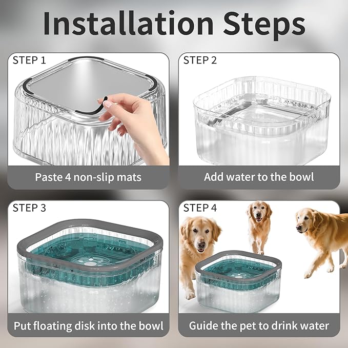 3L Dog Water Bowl No Spill 101oz Large Capacity Spill Proof Slow Drinking Water Feeder No Splash Pet Water Bowl Vehicle Carried Travel Dog Bowl for Sloppy Messy Drinkers Cats(Teal Blue)-PurrikoPets