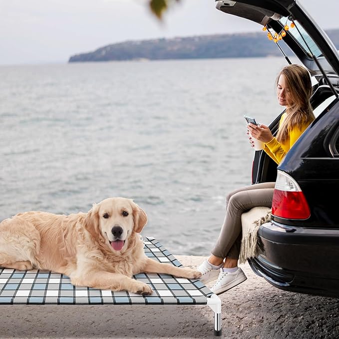 Elevated Outdoor Raised Dog Bed Outdoor Dogs Bed Lifted Pet Hammock Bed Dog Cot for Large Pet Taste Life, Start with A Pet Bed 39'' x 27'' x 6.5''-PurrikoPets