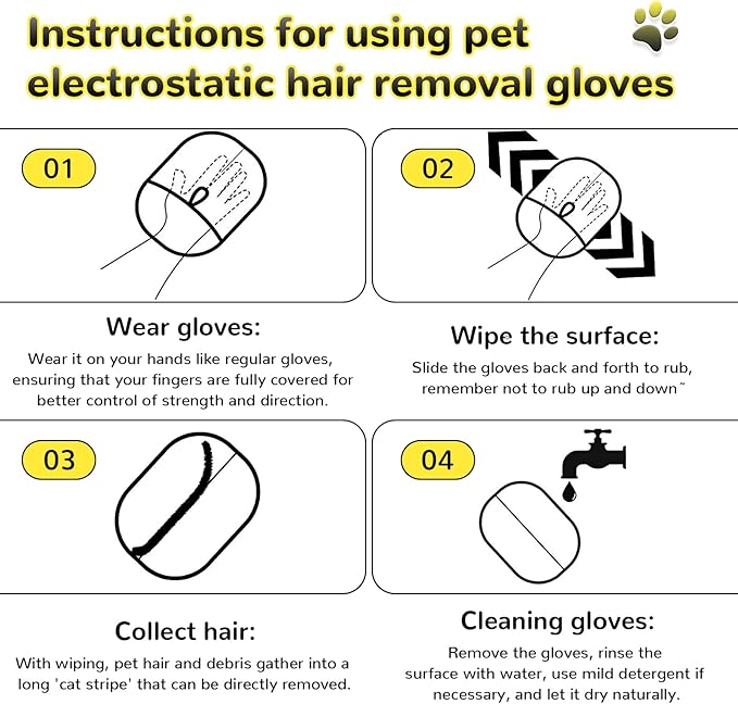 3Pcs Electrostatic Gloves Pet Hair Removal, 2025 Thickened Pet Hair Remover Glove, Washable Reusable Dog Cats Hair Gloves for Furniture Bed Sheets Couch Clothes Carpet Car Seat-PurrikoPets