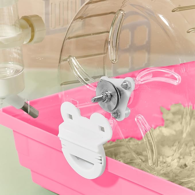 17 in 1 Clear Acrylic Hamster Cage with All Accessories,13.5''L* 10''W* 21''H Dwarf Hamster Cage,Magnetic Connection Small Hamster Enclosure,Garden Style Wooden Mouse Cage for Pet Mice(3-Layer,Pink)-PurrikoPets