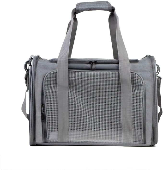Airline Approved Soft Sided Pet Carrier for Small and Medium Dogs, Cats, and Puppies (Up to 15 lbs), Collapsible Portable Travel Bag for Dogs Cats (Grey)-PurrikoPets