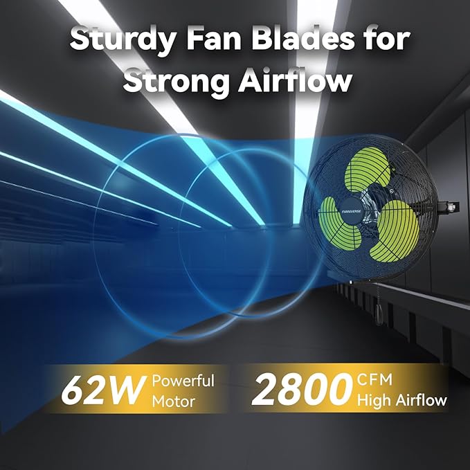 12 Inch Wall Fan Pro Series - Indoor High Velocity Wall Mount Fan for Commercial, Residential, Warehouse, Covered Patio, Shop, Garage, Barn, Gazebo 3 Speed 2800 CFM UL Safety Listed-PurrikoPets