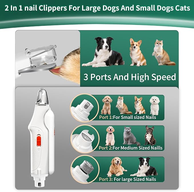 2-in-1 Cat Nail Clippers & Dog Nail Clippers Trimmers for Large Medium Small Dogs Cats Claw Trimmer Quick Sensor and Safety Guard USB Rechargeable with 2 LED Lights Dogs Nail Trimmer-PurrikoPets