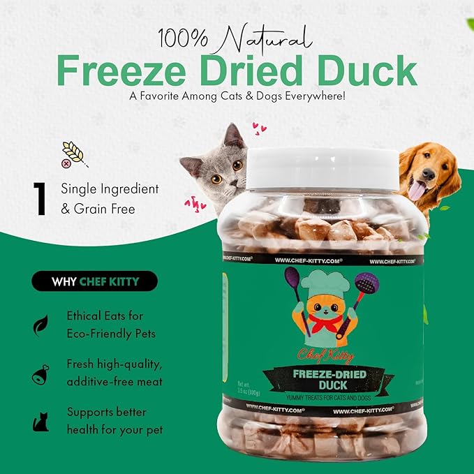 Freeze-Dried Duck Treats for Cats & Dogs – 100% Human Grade, Single Ingredient, High-Protein, Healthy Snack – No Additives or Preservatives – 3.0oz - Inspected & Tested in USA-PurrikoPets