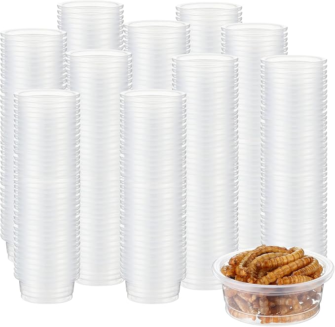 EBOOT 500 Pcs Gecko Food and Water Cups Small Plastic Feeder Cups Reptiles Accessories Reptile Water Bowl Gecko Food Cups Reptile Feeding Bowls for Gecko Lizards Tarantula and Other Small Pets (0.5oz)-PurrikoPets