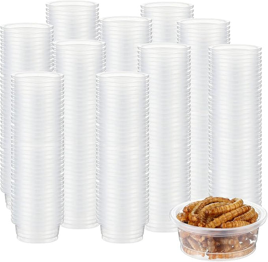EBOOT 500 Pcs Gecko Food and Water Cups Small Plastic Feeder Cups Reptiles Accessories Reptile Water Bowl Gecko Food Cups Reptile Feeding Bowls for Gecko Lizards Tarantula and Other Small Pets (0.5oz)-PurrikoPets