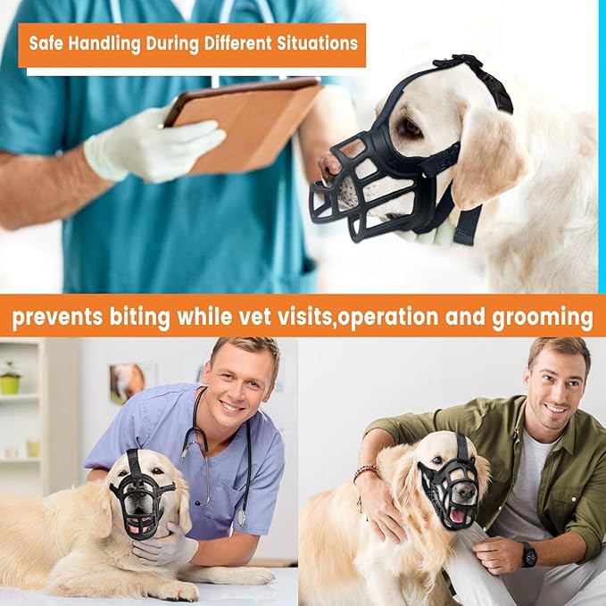 Dog Muzzle – Lightweight Breathable Basket Muzzle, Anti-Biting & Chewing, Adjustable Fit for Small, Medium & Large Dogs(Size 3)-PurrikoPets