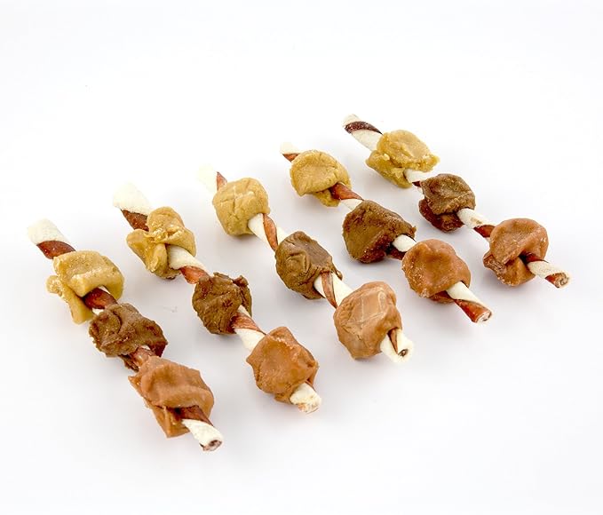 Good'n'Fun Triple Flavored Rawhide Kabobs for Dogs, 2 Pack, 4 oz-PurrikoPets