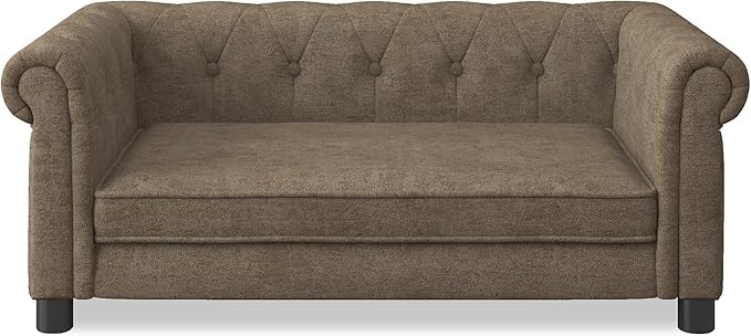 Dog Sofa Couch for Medium to Large Dogs, Memory Foam Pet Sofa Couch with Washable Fabric, Durable Elevated Dog Bed with Legs, Removable Cushion for Medium and Large Dogs, Brown-PurrikoPets