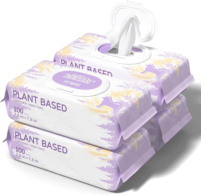 400 PCS Dog Wipes for Paws and Butt Hypoallergenic Pets Cleansing & Deodorizing Anal Gland Hygienic Puppy Wipes for Dogs Face and Body Wipes Cleaning Fur Doggie Wipes Doggy Wipes (Lavender)-PurrikoPets