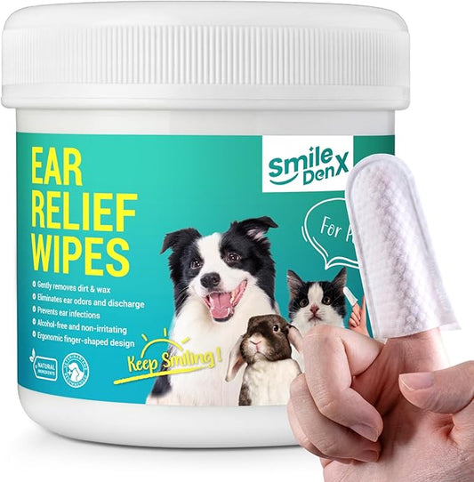 Dog Ear Cleaner Wipes, Dog Ear Infection Treatment, Dog Ear Cleaner, Fast Relief from Ear Itching and Inflammation, Cat Ear Wipes, Gently Remove Ear Wax Debris and Smelly (50 Pcs, Unscented)-PurrikoPets