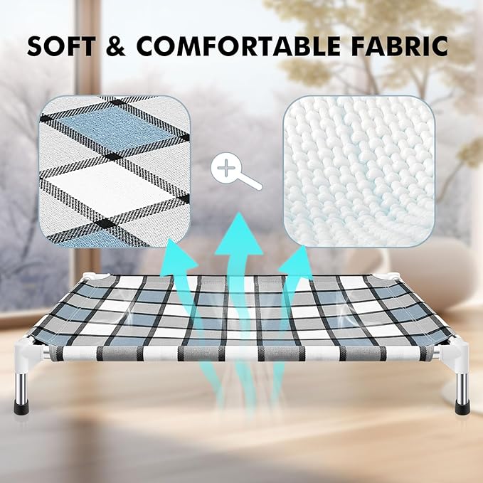 Elevated Outdoor Raised Dog Bed Outdoor Dogs Bed Lifted Pet Bed Dog Cot for Pet Taste Life, Start with A Pet Bed 26'' x 20'' x 6.5''-PurrikoPets