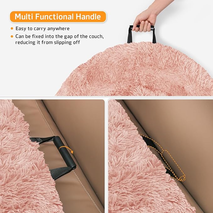 GGIB Calming Dog Bed Fluffy Plush Dog Mat for Furniture Protector with Removable Washable Cover for Large Medium Small Dogs and Cats (Medium, Pink)-PurrikoPets