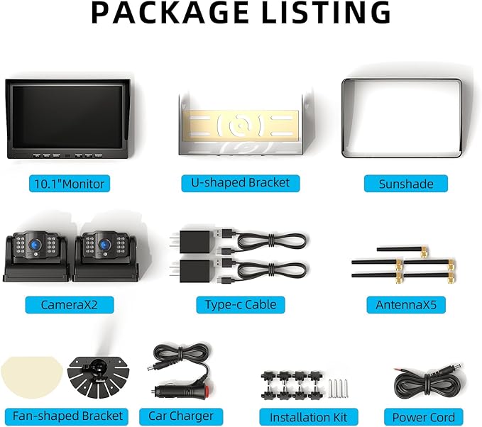 eRapta 2 Wireless Backup Camera Magnetic: 10.1" IPS DVR Monitor, Install-Free RV Backup Camera with Infrared Night Vision, Built-in 9600mAh Battery for Trailer/RV/Truck/Horse Trailer/Tractor ACT1002-PurrikoPets