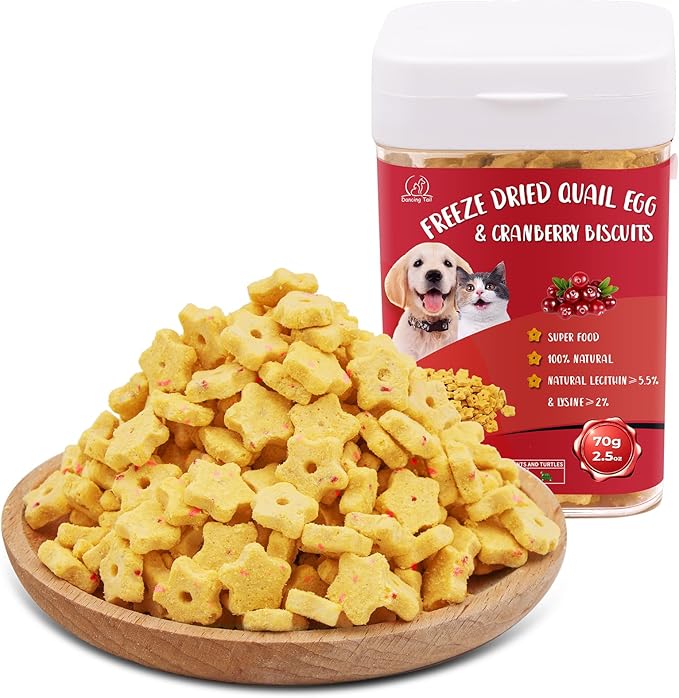 Freeze Dried Quail Egg Yolk & Cranberry Cube Cat & Dog Treats Biscuits, Dehydrated Healthy Tasty Snack for Training 2.5 Ounce-PurrikoPets