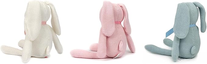 100% Organic Cotton Baby Toys Bunny Rabbit Stuffed Animals Bulk 7.1" (3pcs/Set)-PurrikoPets