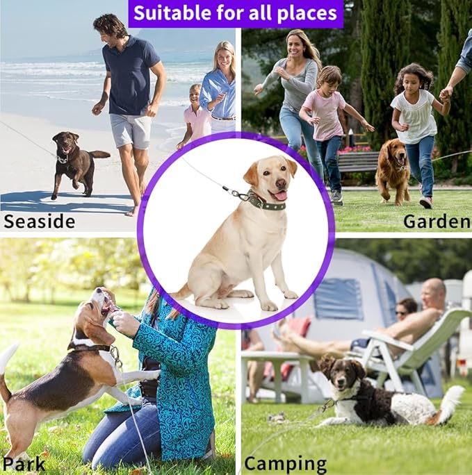 Dog tie Out Cable, 10/20/25/30/50/70/100 feet, Suitable for Dogs up to 350 pounds, Dog Cable with Swivel Buckle, Lightweight, Non-Winding, for Outdoor Camping, Yard Dog Cable (White, 100FT)-PurrikoPets