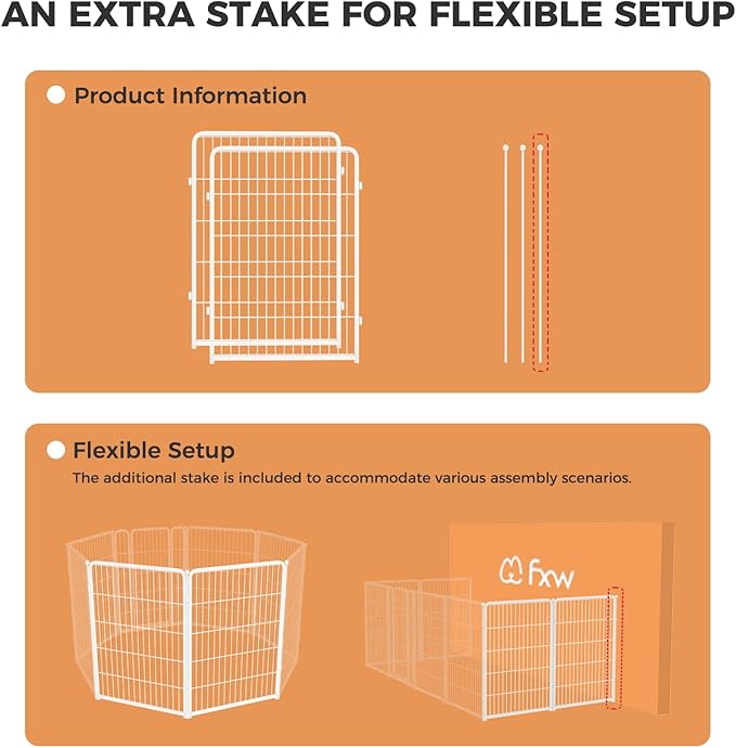 FXW Homeplus Unleashed Indoor Dog Playpen - Stress-Free and Safe Play, Heavy Duty 40 Inch 2 Wire Panels Dog Pen for Medium and Large Dogs, White│Patented-PurrikoPets