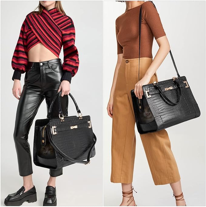 Fashion Pet Carrier Dog Cat Carrier Purse Soft-Sided Leather Handbag Pet Tote Bag for Small Dogs Puppy and Cat TSA Airline Approved-PurrikoPets