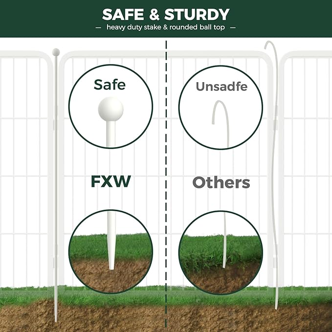 FXW Rollick Unleashed Dog Playpen for Indoor, Yard, RV Camping, 40 inch 8 Panels for Medium and Large Dogs, White│Patented-PurrikoPets