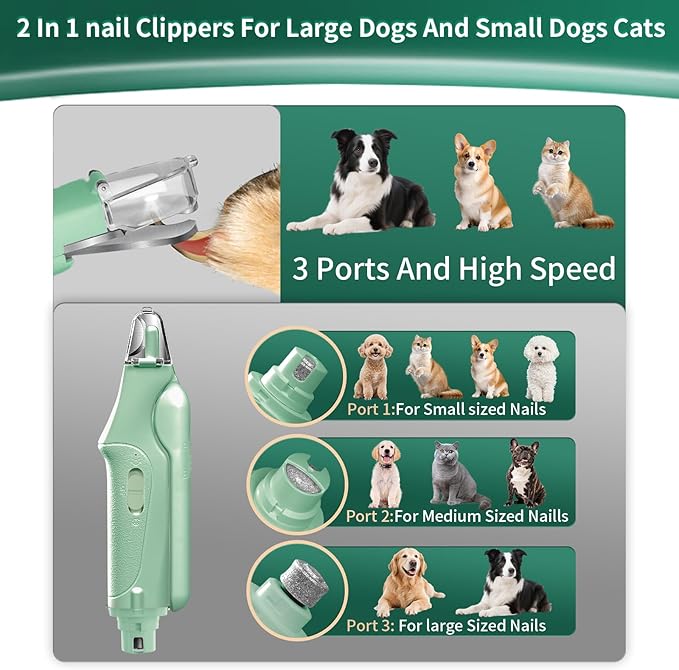 2 in 1 Dog Nail Clippers & Cat Nail Clippers Trimmers for Large Medium Small Dogs Cats Claw Trimmer Quick Sensor and Safety Guard USB Rechargeable with 2 LED Lights Dogs Nail Trimmer-PurrikoPets