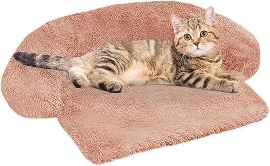 GGIB Calming Dog Bed Fluffy Plush Dog Mat for Furniture Protector with Removable Washable Cover for Large Medium Small Dogs and Cats (XS (31"x23.5"x5"), Pink)-PurrikoPets