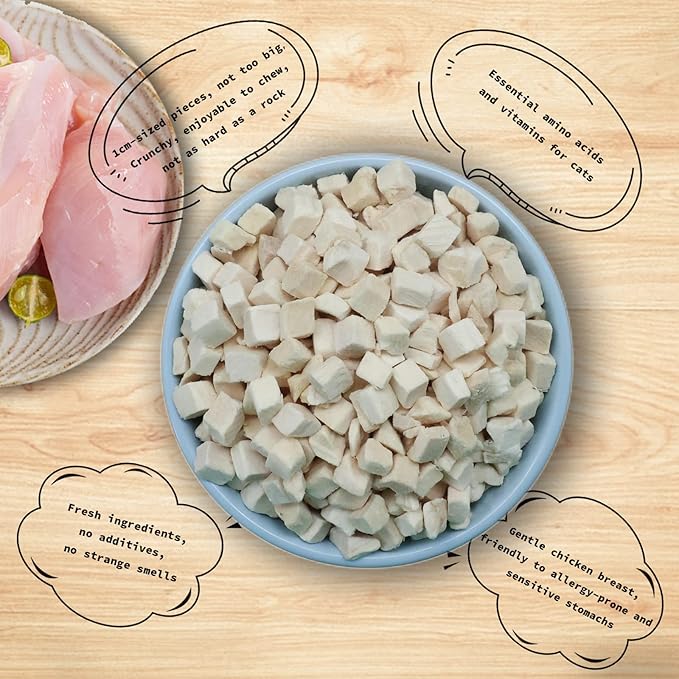 Freeze Dried Cat Treats - 100% Chicken Breast Grain Free Raw - Natural Balance Limited Ingredient High Protein Cat Snacks 140g/4.94oz - Picky Eater Challenger-PurrikoPets