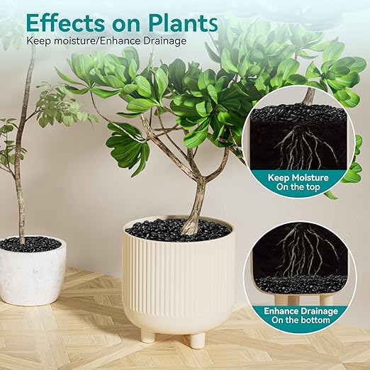 10 lbs Black Pebbles for Indoor Plants, 3/8" Small Rocks for Plants Indoor, Succulent, Bamboo, Vase, Decorative Black River Rocks Pea Gravel, Highly Polished-PurrikoPets