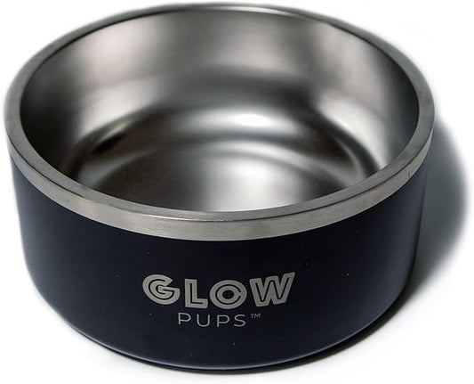 64 oz Black Anti-Skid Dog Bowl, Vacuum Insulated, Powder Coated, Stainless Steel, Non-Slip, Easy to Clean-PurrikoPets