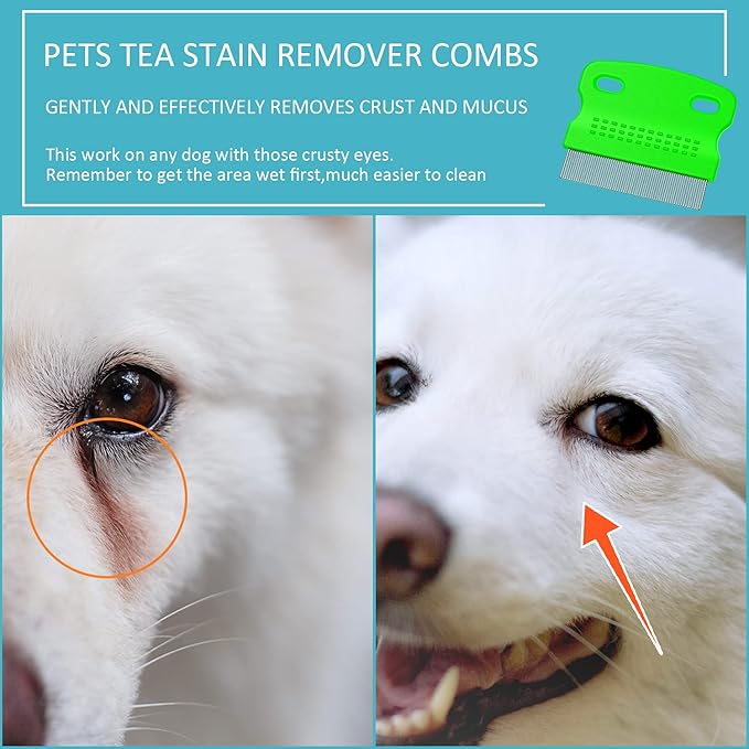 6 Pieces Pet Lice Combs Dog Grooming Flea Cat Tear Stain Comb for Removal Dandruff, Hair Stain, Nit(Pink, Yellow, Dark Blue, Green, Blue, Orange)-PurrikoPets