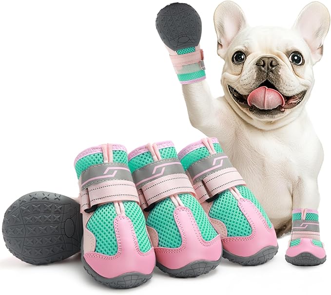 Dog Shoes for Large Dogs, Anti-Slip Dog Boots for Winter Snow, Hot Pavement, Dog Booties & Paw Protectors Pink Size 8-PurrikoPets