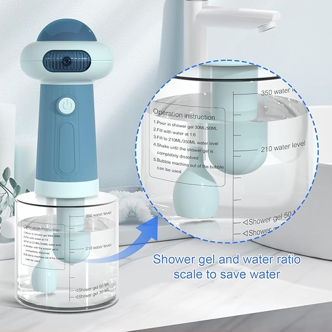 Dog Shampoo Dispenser, UFO Dog Shampoo Sprayer, Electric Foaming Shampoo Dispenser for Dog and Cat Washing, for Bathtub, Kitchen Sink, Bathroom Cleaning, Blue-PurrikoPets