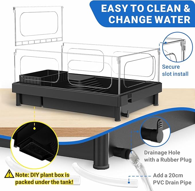 GOZILLA Small Turtle Tank with Adjustable Lamp, Acrylic Turtle Tank Starter Kit, Reptile Habitat and Terrarium with Multi-Functional Areas for Tortoise, Crab, Crayfish, Small Reptile.(Tank+Lamp)-PurrikoPets