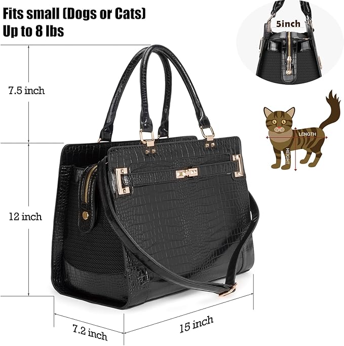 Fashion Pet Carrier Dog Cat Carrier Purse Soft-Sided Leather Handbag Pet Tote Bag for Small Dogs Puppy and Cat TSA Airline Approved-PurrikoPets