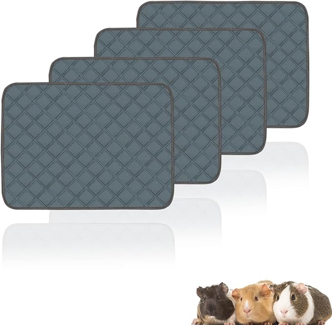 4 Pack Guinea Pig Cage Liners Washable Guinea Pig Bedding Reusable Waterproof Super Absorbent Guinea Pig Pee Pads Anti Slip Mat for Small Animals Rabbit Hamster Rat - 24" x 18"-PurrikoPets