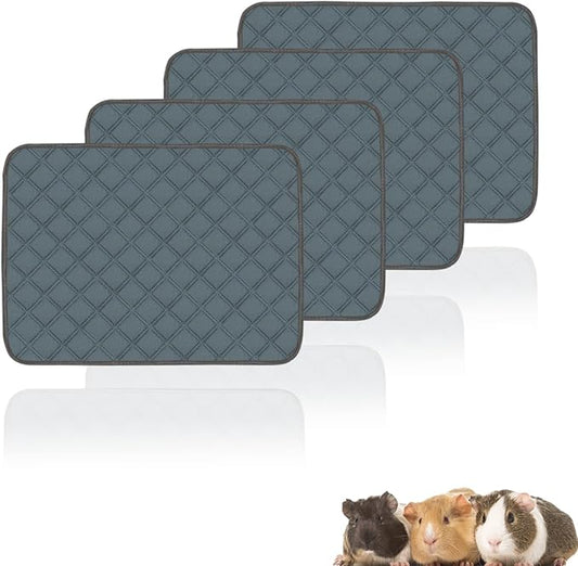 4 Pack Guinea Pig Cage Liners Washable Guinea Pig Bedding Reusable Waterproof Super Absorbent Guinea Pig Pee Pads Anti Slip Mat for Small Animals Rabbit Hamster Rat - 24" x 18"-PurrikoPets