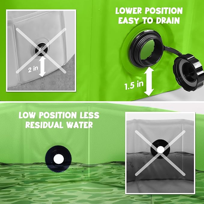 Furrybaby Dog Pool, Kiddie Pool with Hard Plate Collapsible Pet Bath Foldable Swimming Pet Pool Portable Green 32''-PurrikoPets