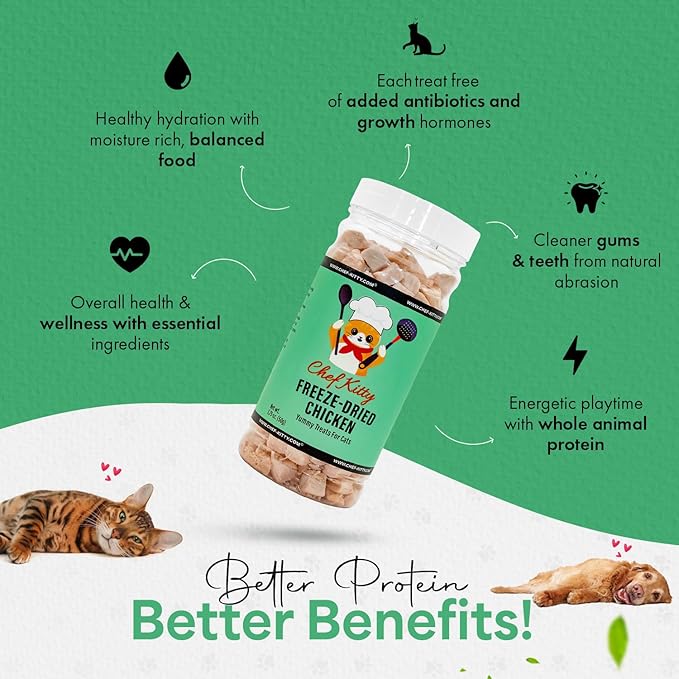 Freeze-Dried Chicken Treats for Cats & Dogs – 100% Human Grade, Single Ingredient, High-Protein, Healthy Snack – No Additives or Preservatives – 1.7oz - Inspected & Tested in USA-PurrikoPets
