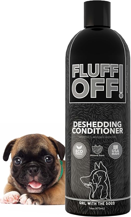 Fluff Off! by Girl With The Dogs, Natural Deshedding Dog/Cat Conditioner, 16 Oz, Made in USA 8 Wks+-PurrikoPets