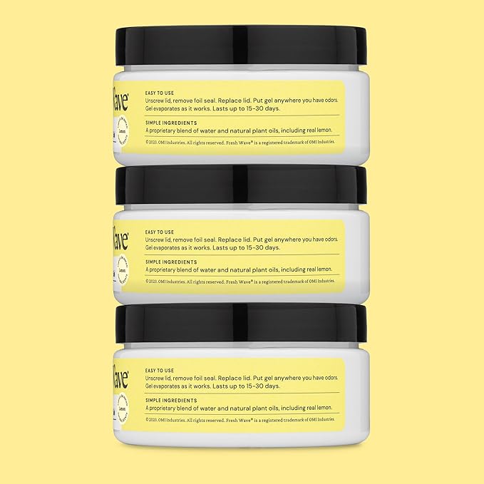 Fresh Wave Lemon Odor Removing Gel, 7 oz., Pack of 3 - Safer Odor Absorbers for Home, Natural Plant-Based Odor Eliminator, Every 7 oz. lasts 15-30 Days, For Cooking, Trash & Pets-PurrikoPets