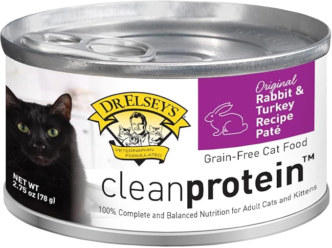 Dr. Elsey's cleanprotein Original Rabbit & Turkey Recipe Wet Cat Food, (Pack of 24), 2.75oz Cans-PurrikoPets