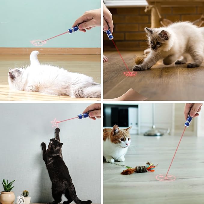 EAWONGEE Cat Toys, Interactive Toy for Cats with 7 Light Projection Modes, Interactive Kitty and Pet Dog Toy for Training Chaser, 2 Pieces Blue-PurrikoPets