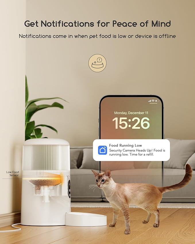 Faroro Automatic Cat Feeder with Camera, 3MP HD Video with Night Vision, 5G WiFi Cat Feeder Automatic with APP Control, 2-Way Audio, Low Food Sensor, Motion Alerts for Cats and Dogs-PurrikoPets